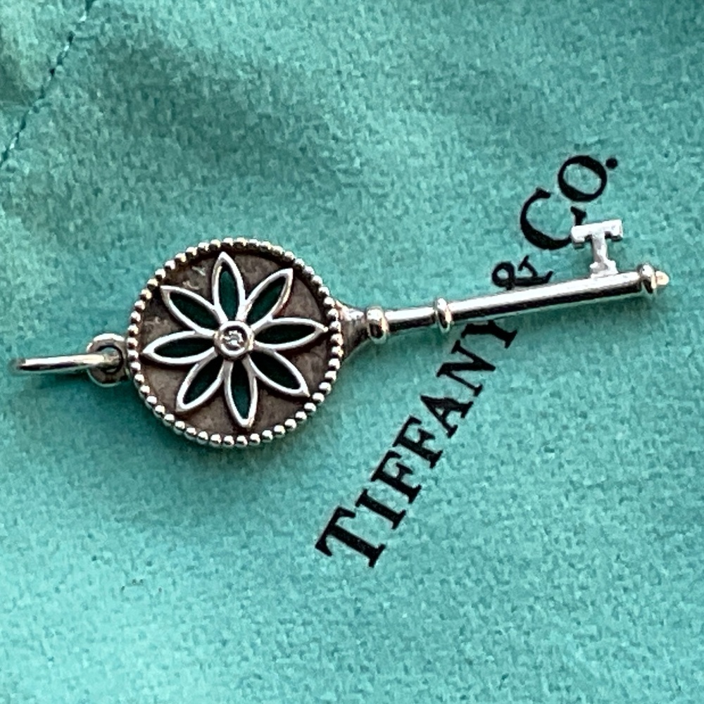 Tiffany & Co. Silver Key Necklace with real diamond